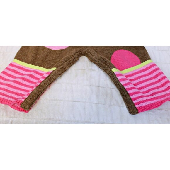 Hanna Andersson Romper Baby Sz 80 US 2 Hooded Sweater Brown Polka Dots Stripes - Picture 4 of 11